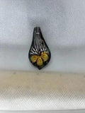 OOAK Beautiful Gold Cala Lilies White Green Accent Blown Glass Pendant (U820)