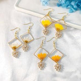 White Daisy Earrings | Handmade Dried Flower Earrings | Bridal Crystal Earrings | Boho Flower Earrings | Unique Jewelry For Wedding