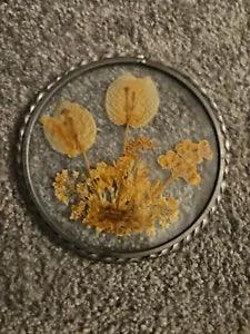 Vintage, Lasting Impressions Glass Framed Dried Flowers  Wall Decor, USA Made