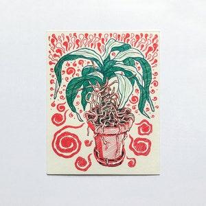 Echoes (Riso Plant Prints - Riso Succulent Print - Riso Orchid Print- Plant Drawings Art Prints)