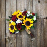 Sunflower Bouquet, Sunflower Wedding Bouquet, Boho Sunflower Bouquet, Burgundy Navy Sunflower Bouquet