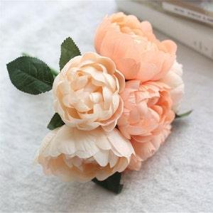 Silk Flower Bouquet Artificial Peony Bouquet Damascus Rose Posy For Bridesmaids Bridal Bouquet Maid of honor 6 Heads Each Bouquet F-MW12001