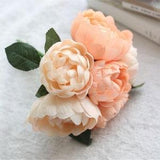 Silk Flower Bouquet Artificial Peony Bouquet Damascus Rose Posy For Bridesmaids Bridal Bouquet Maid of honor 6 Heads Each Bouquet F-MW12001
