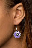 Paparazzi Earrings- Lily Luau- Purple Flower- White Rhinestone Center