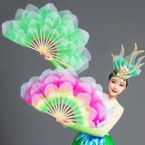 Peony Flower Hand Fan for Dancing Play Costume Props Folded Fan Bamboo Bone 45cm