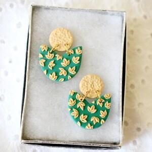 Green Botanical Tulip Earrings