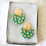 Green Botanical Tulip Earrings