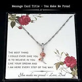 Gift From Dad - Silver Rose Gold Plated Carnation Charm Necklace | Message Card