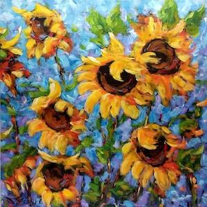 Feel The Warmth Sunflower Acrylic Painting by Richard Pranke New_