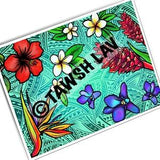 Tropical Flowers Plumeria Hibiscus Teuila Birds of Paradise Orchid Light Polynesian Tribal Art Print