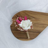 White and Pink Boutonniere for Men,Groom Boutonniere, Boho Boutonniere,Rustic Boho Wedding Accessories,Boutonniere for Men
