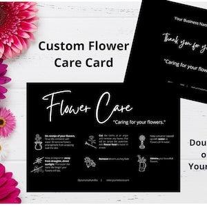 CUSTOM Flower Care Card, We do the the design for you, Printable Flower Care Card, Plant Care Card, Plant Instructions, #0407