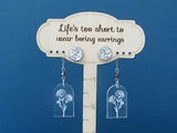 Carnation Flower Earrings and Silver Druzy Studs, January Birth Flower Jewelry