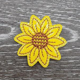 Sunflower Feltie  embroidered on vinyl perfect for hair bows, embellishment, badge reels, planner clips, and more DIY projects
