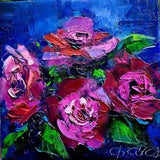 Rose  Flowers Painting Floral Original Art Abstract Floral Oil Painting Rose Flowers Original Painting  Small Artwork