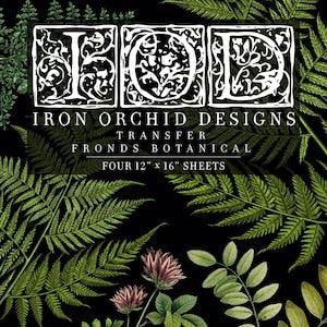 Iron Orchid Designs Fronds Transfer, Botanical theme, Fern leaves, Mixed Media