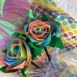 Rainbow Bouquet, Handmade LGBTQ+ Pride Flowers, Floral Arrangement, Holiday Gifts, Party Decor Flower, Fake Pride Flowers, Ever Lasting Rose