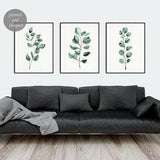 3 piece wall art, Eucalyptus print, Botanical print set of 3, Green Wall Art, Eucalyptus leaf Print, 3 Botanical Art Prints