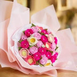 DIY Felt flower bouquet - Pink Roses Felt flower bouquet, Felt flowers DIY kit, No Cutting