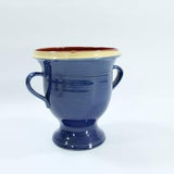 Pottery Barn Vintage Planter, Cache, Flower Holder, Orchid Container, French Blue Terracotta Glazed Handled Pottery Barn Urn, Free USA Ship