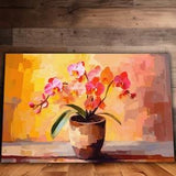 Orange Orchids Wall Art, Orchid Art, Flower Canvas, Houseplant Art, Flower Decor, Botanical, Plant Lover Gift, Ready To Hang Canvas