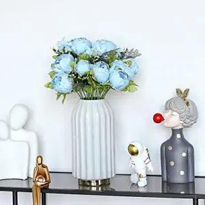 Artificial Silk Peony Flower Vintage Fake Bouquet Home Wedding Spring Blue
