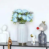 Artificial Silk Peony Flower Vintage Fake Bouquet Home Wedding Spring Blue