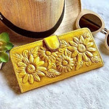 Handmade leather woman wallets ? Sunflowers wallets ? gifts for her ? cute wallets