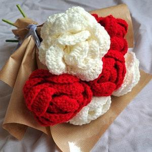 Bouquet of 6 crochet roses, handmade gift flowers personalized decoration