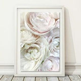 Ranunculus Wall Art, Pastel Flower Print, Pastel Floral Art, White Ranunculus Bouquet, Cottage Chic Art, Minimal Flower Print Over Bed Decor