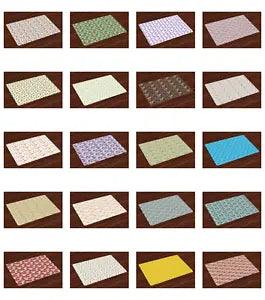 Fabric placemat set of 4 with floral patterns in mixed colors