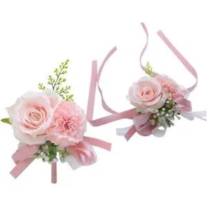 2-Piece Floral Wrist Corsage Set, Artificial Rose and Carnation Wrist Corsage s