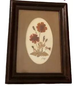 Vintage Pressed Dried Flower Art/Picture Framed Signed by Artist Western PA