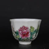 3" Collection Chinese Jingdezhen Famille Rose Porcelain Peony Flower Cup