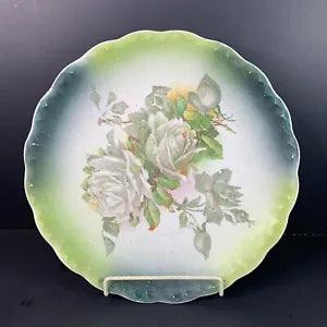 Carnation McNicol Green Rose Floral Flower Decorative Paint Plate 9??? in Vintage