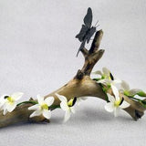 Rustic tree stump centerpiece Artificial orchids Forest table decor in woodland style Polymer clay realistic butterfly Cabinet of curiosity