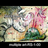 Rhinoceros art, snail painting, orchid flower, rhino, african animals, artistic paintings, pink orchid, exotic plants