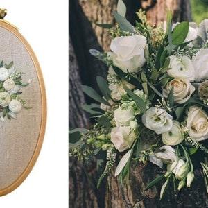 Custom Hand Embroidered Wedding Bouquet- Oval Hoop