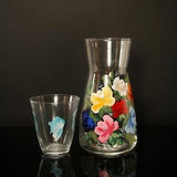 bedside water carafe, bouquet of roses, hand painted