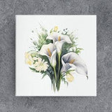 Calla Lily Canvas Wall Art, White Flowers Watercolor Painting, Floral Home Office Decor, Nature Housewarming Gift, Gift for Gardeners