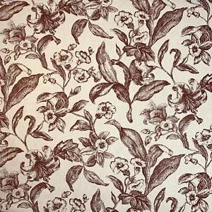 Lilies Floral Fabric Large Print Medium Weight Maroon Tan 100% Cotton 1.25 YARDS