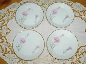 Vintage Fine China Royal Court Japan CARNATION 4" Butter Pats Plates ~Set of 4 ~