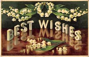 Lovely Lily of the Valley on 1921 Best Wishes Postcard - E.C.C. Serie 301