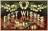 Lovely Lily of the Valley on 1921 Best Wishes Postcard - E.C.C. Serie 301