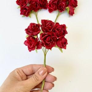 6 pcs Silk Roses, Silk Flowers,  Polyester Roses , Fabric roses with wire stems, Roses , Artificial Flowers, Wedding Crafts, Artificial Rose