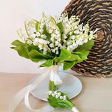 Lily of the valley bouquet and a boutonniere set, cold porcelain, bridal bouquet, buttonhole, lily of the valley, wedding accessories, white