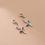 Sterling Silver Flower Charm Pendant, Rose Bracelet, Floral Necklace, Rose Bouquet Earring, Small Charm, Romantic Jewelry, Charms In Bulk