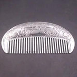 S999 Real Fine Silver Comb Lucky Peony Flower Carved Hair Accessories