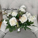 DREAMY ROSES BOUQUET, White Rose Bouquet, Wedding Flowers, Bridal Party Florals, Bridal Flowers, Green & White Wedding Bouquet, White Roses
