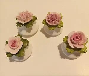 Vtg Porcelain Salt&Pepper Two(2) Sets Carnation/ Rose Denton England(38)#919